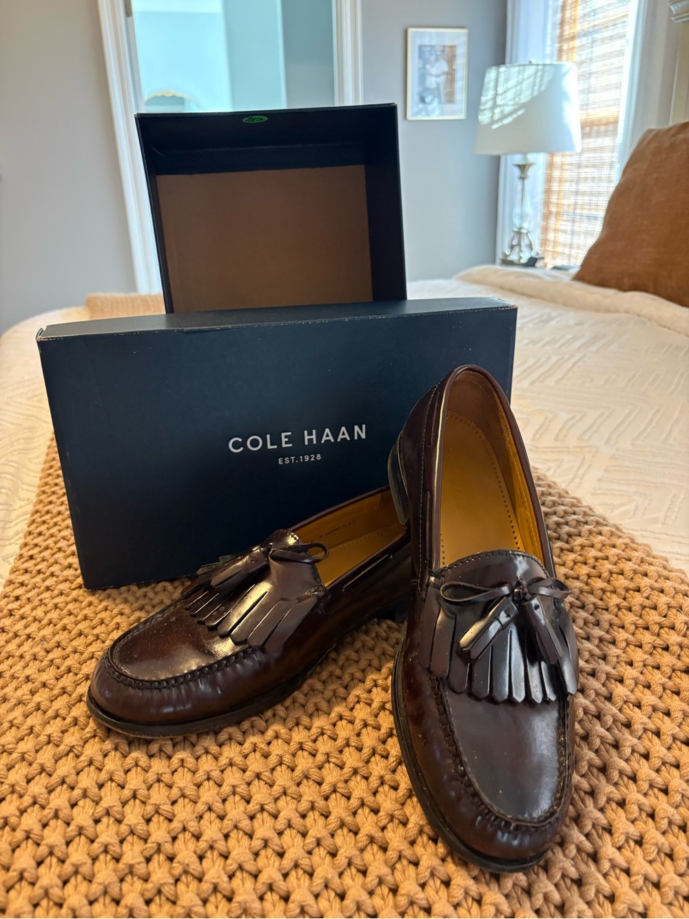 Cole Haan Dark Brown Leather Tassel Kiltie Loafers